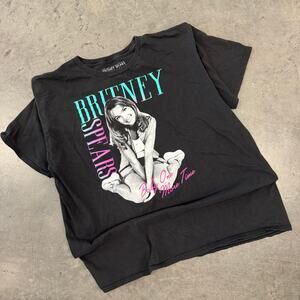 VIntage Y2K Britney Spears Baby One More Time Tour Band Graphic Tee Gray XL